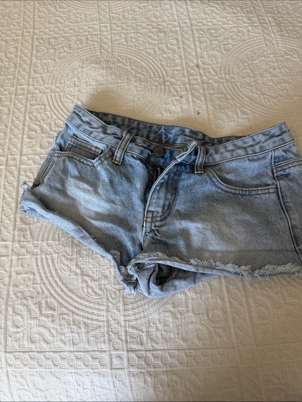 Light Blue Denim Cutoff Shorts - Women's